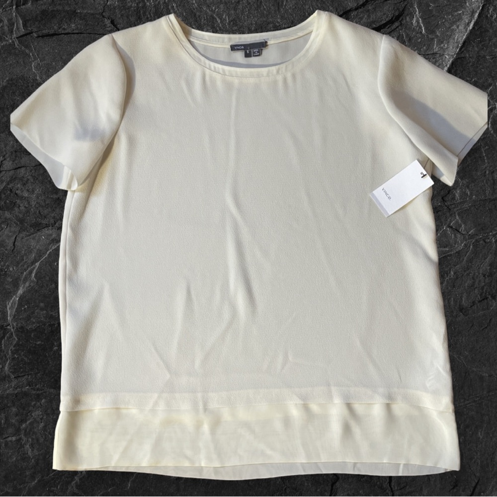 VINCE Textured off-white Shirt *NWT* S